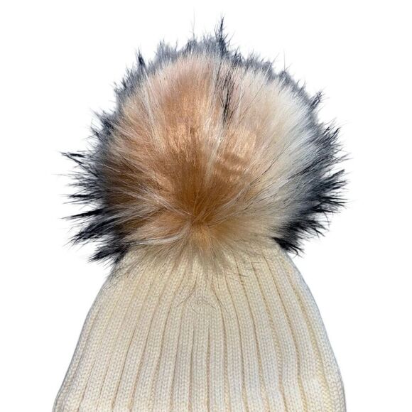 Free people orbit Pom beanie ivory cream ribbed wool blend main image 7